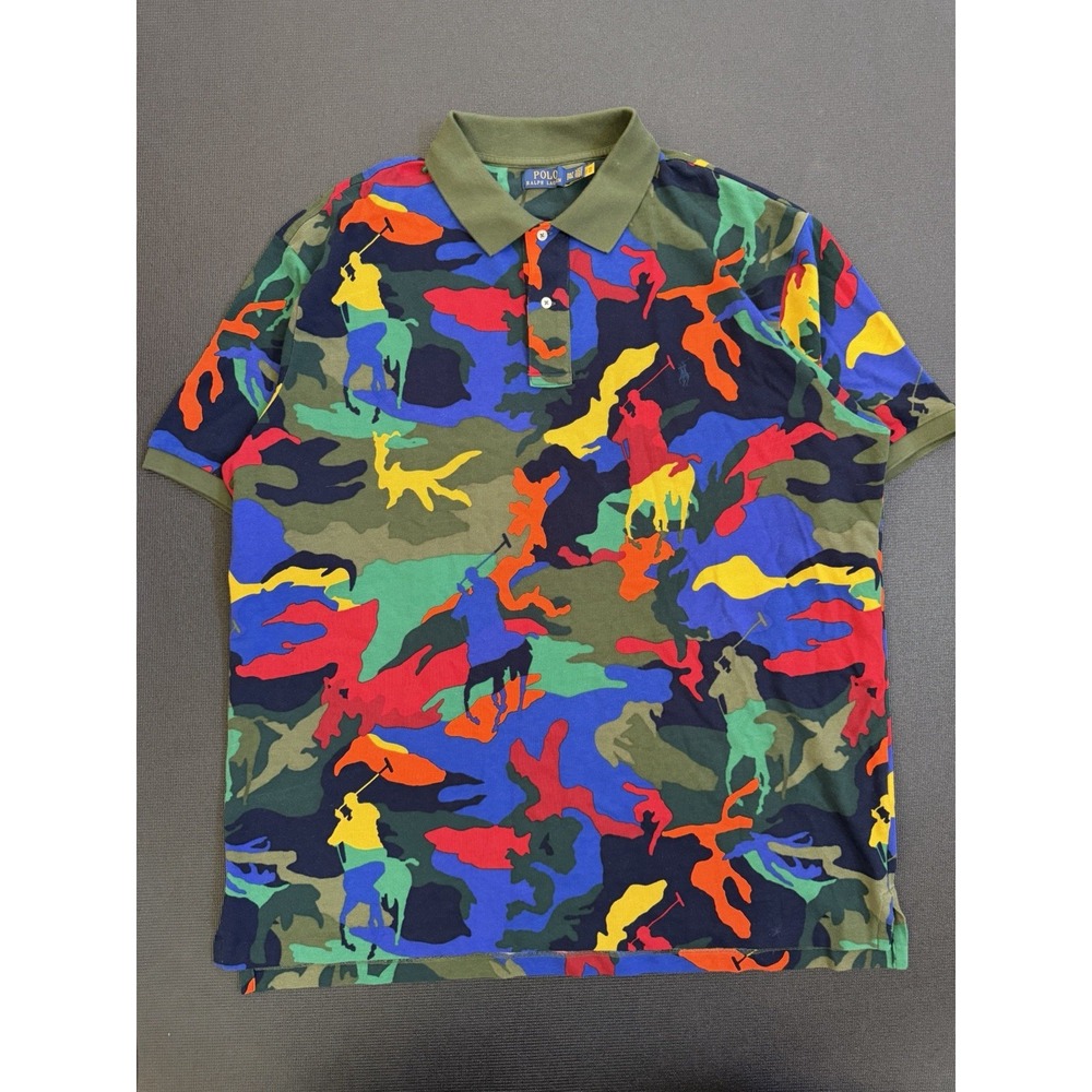 Polo Ralph Lauren Mens BIG & TALL 2XLT Camouflage Short Sleeve Polo Multicolor